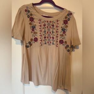Embroidered Beige Top